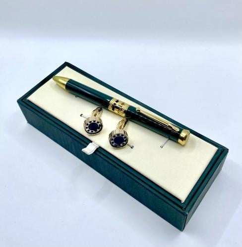 طقم قلم و كبك لون اخضر من كاتيرا