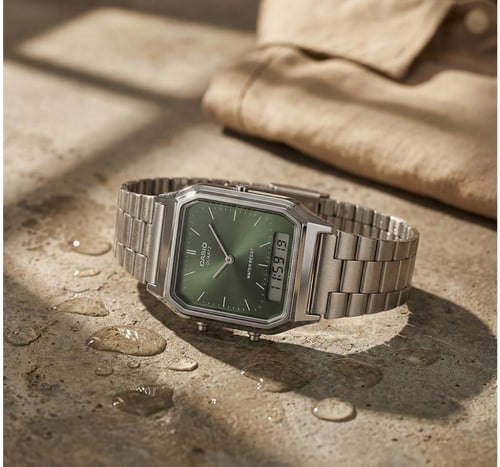 ساعة كاسيو casio vintage اخضر