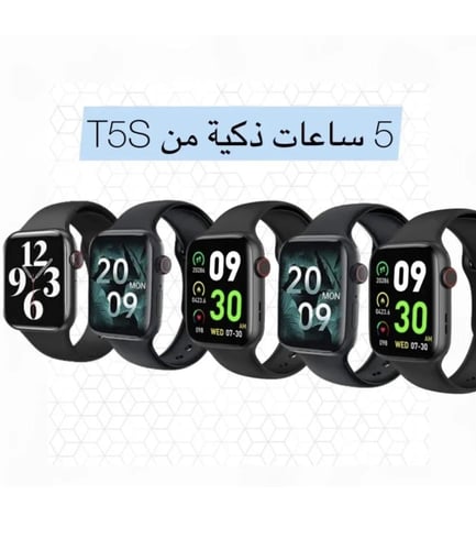 عرض 5 ساعات ذكية بلون أسود