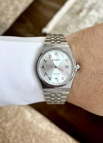 ساعة كاسيو casio MTP ابيض ارقام عربية