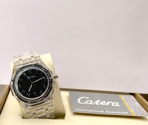 ساعة رجالية من catera شفافه ارقام عربية لون اسود