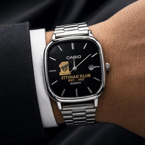 ساعة كاسيو casio LTP اسود بشعار نادي الاتحاد