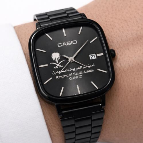ساعة كاسيو casio LTP اسود بشعار سيفين ونخلة