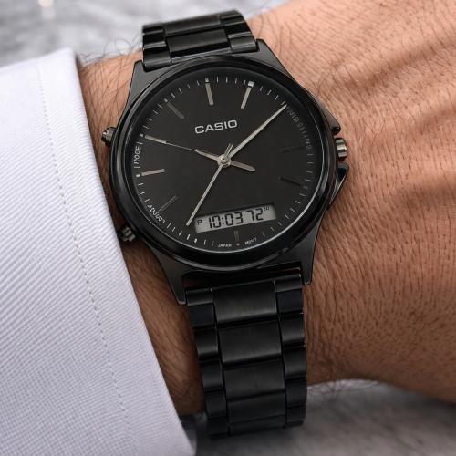 ساعة كاسيو CASIO MTP دبل تايم اسود