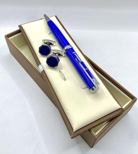 طقم قلم و كبك لون ازرق من كاتيرا