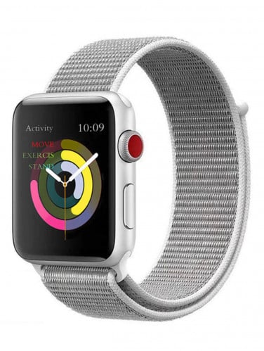 سوار قماش للساعة الذكية مقاس 44-42 فضي