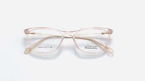 نظارة طبية نسائية بلاستيك بيضاوية اللون شفاف وردي...
