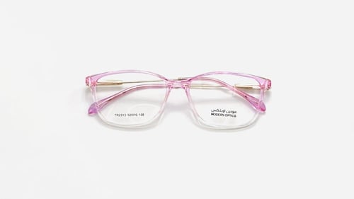 نظارة طبيه نسائية بلاستيك بيضاوية االلون شفاف وردي...