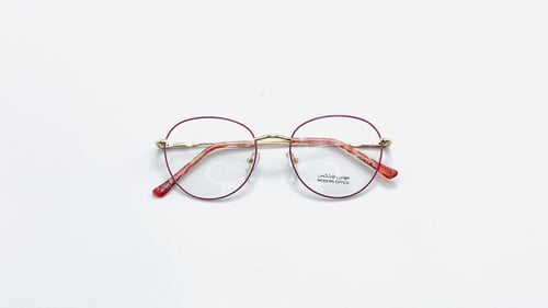 نظارة طبية نسائية دائرية من المعدن لون أحمر*ذهبي ر...