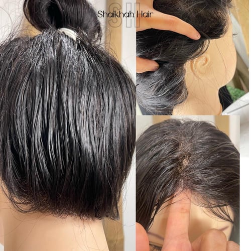 باروكة الجلد الشفاف 18 انش اسود طبيعي