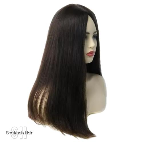 باروكة الجلد الشفاف 18 انش اسود طبيعي