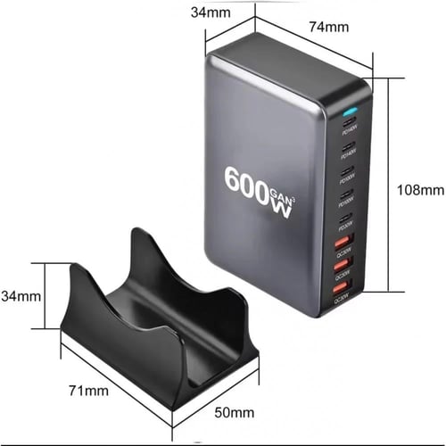 منصة شحن متعددة المنافذ 600واط