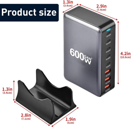 منصة شحن متعددة المنافذ 600واط