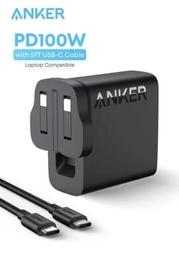 شاحن ماك بوك برو 100 وات USB C، أسود