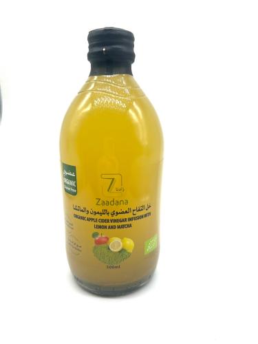 خل التفاح العضوي بالليمون والماتشا