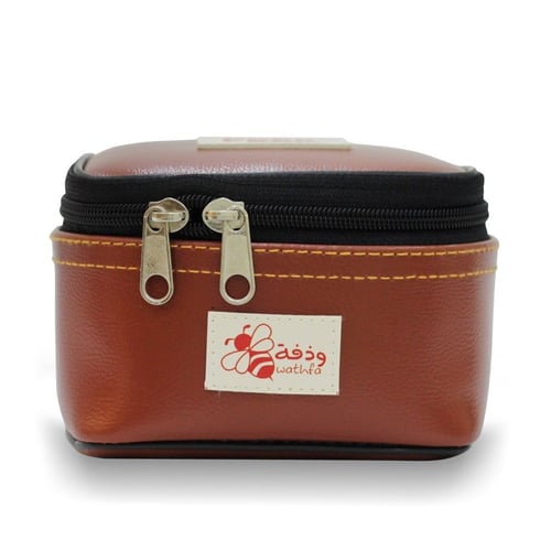 حافظة وذفة جلد بني