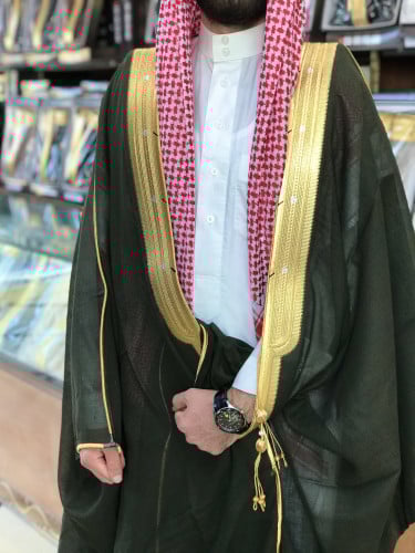 بشت رجالي ملكي رسمي لون أخضر غامق دقة ملكيه قماش ص...