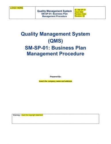 ISO 9001 Kit - Business Plan Management