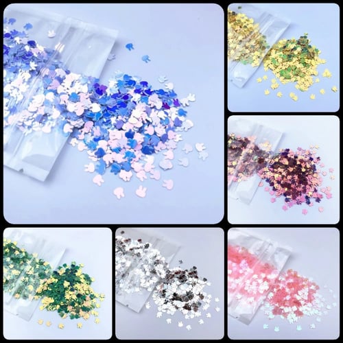 ترتر شكل الأرنب بعدة ألوان (وزن الكيس 10 جرام)