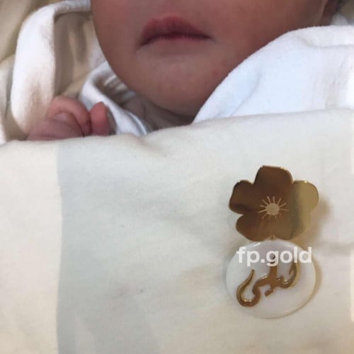 بروش صدف الوردة مطلي ذهب متوفر 3 مقاسات