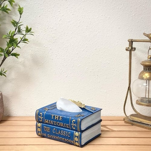 كتب سيراميك انتيك ازرق وذهبي لعلب المناديل