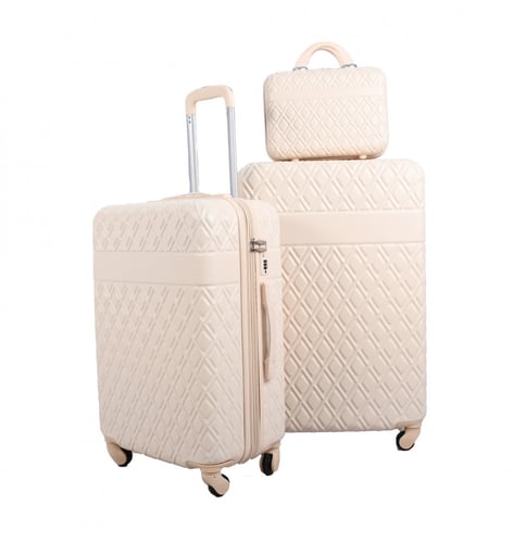 مورانو طقم شنط سفر فايبر من 4 قطع منقوش بيج