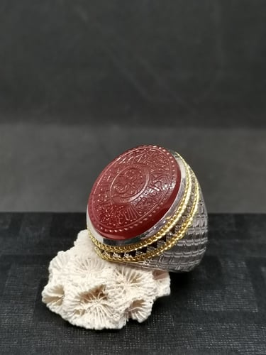 ضخاتم الفضة بحجر عقيق يماني منقوش بصياغة عباسي عيا...