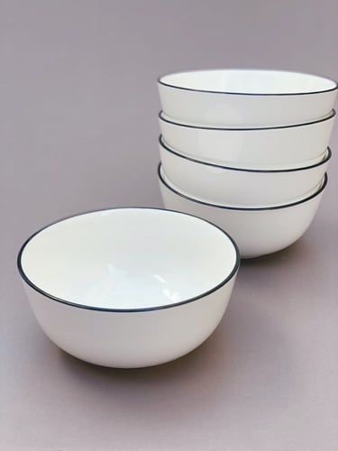 اناء حساء سيراميك - ابيض / اسود