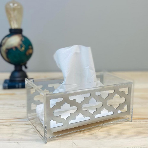 علبة مناديل كبيرة فضي