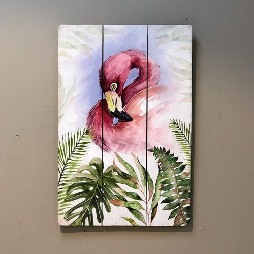 لوحة جدارية خشب كبيرة فلامنجو