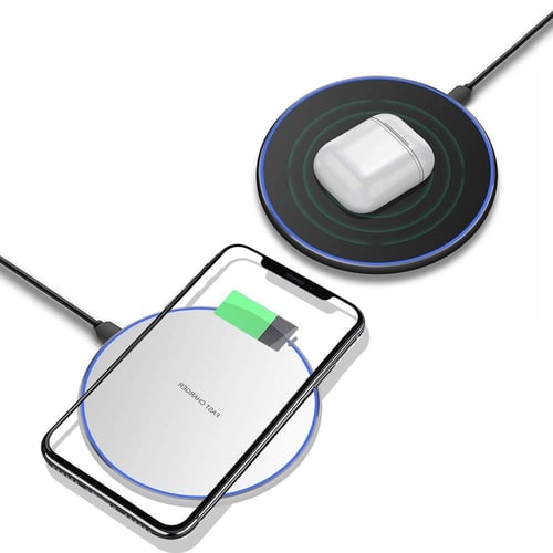 شاحن لاسلكي مفرد بقوة 10 واط يدعم الشحن السريع لله...