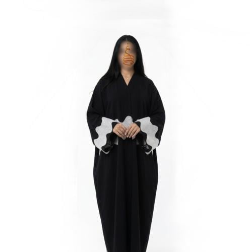 White Wavy Bisht Abaya