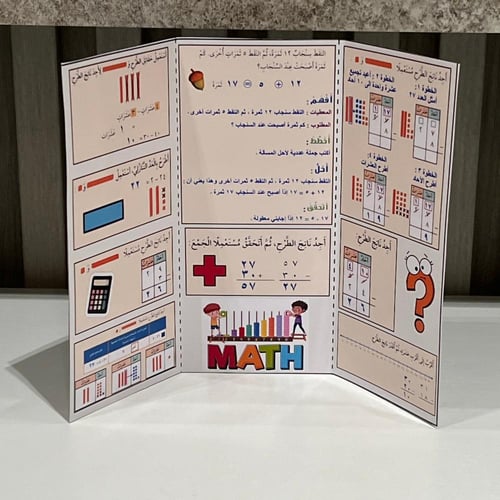 مطوية رياضيات الصف الثاني طرح الاعداد المكونة من ر...