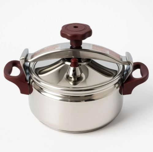 قدر كاتم عريض يد عنابي مفلطح " 3 لتر - 2 لتر "