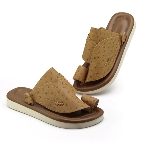 حذاء شرقي جلد النعام بيج