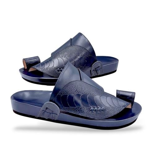 حذاء شرقي محفور ساق نعام كحلي