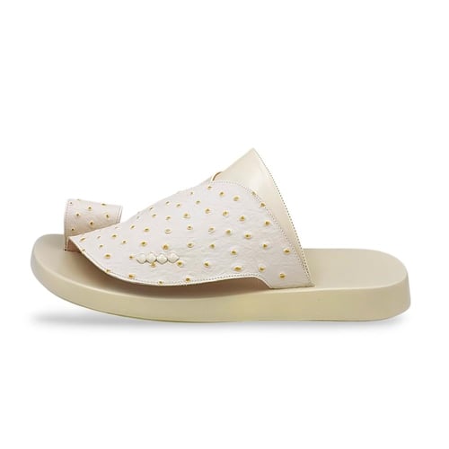 حذاء شرقي جلد نعام بيج