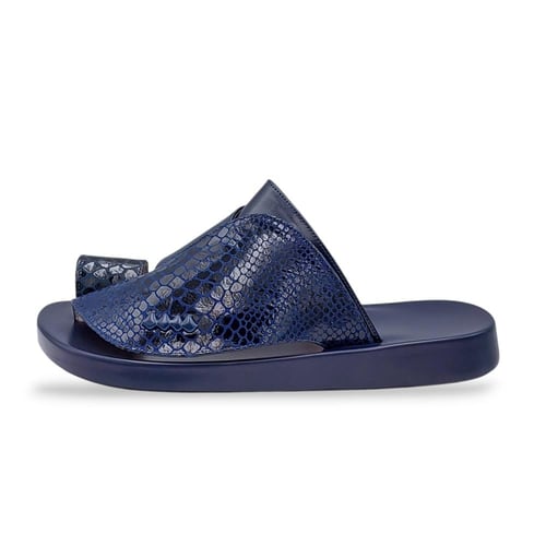 حذاء شرقي جلد الثعبان كحلي ارضيه فلكس