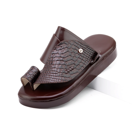 حذاء جلد ثعبان بني