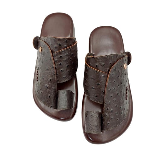 حذاء شرقي ارضيه تلبيس بني جلد نعام