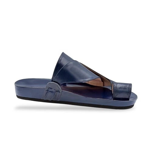 حذاء شرقي محفور ساق نعام كحلي