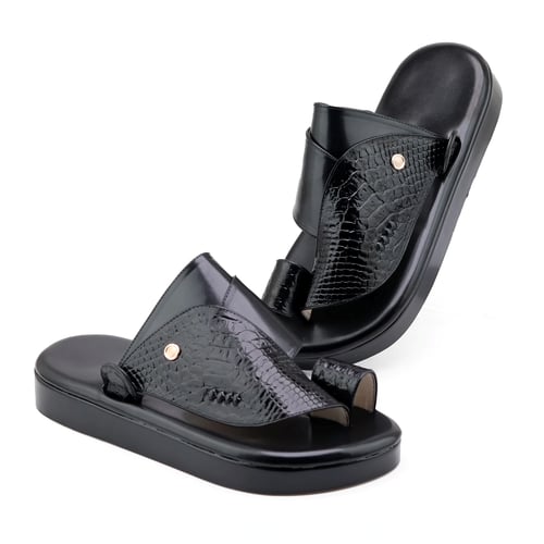 حذاء جلد الثعبان اسود