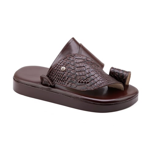 حذاء جلد ثعبان بني