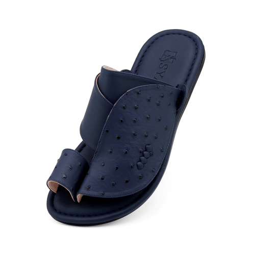 حذاء شرقي جلد النعام كحلي غامق