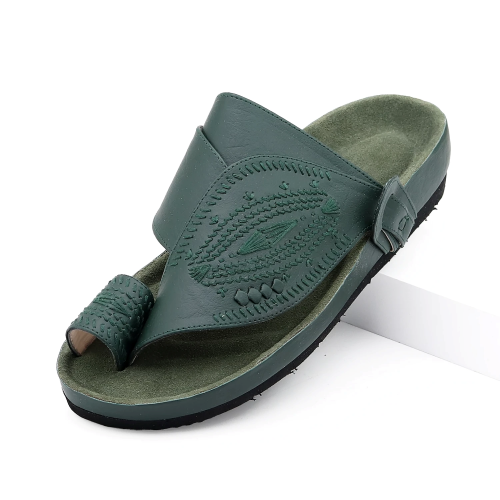 حذاء زيتي مطفي تطريز