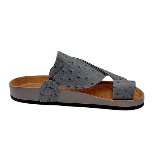 حذاء شرقي جلد النعام رصاصي