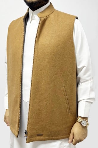 سديرية صوف جوخ وجهين لون عسلي وبني فاتح