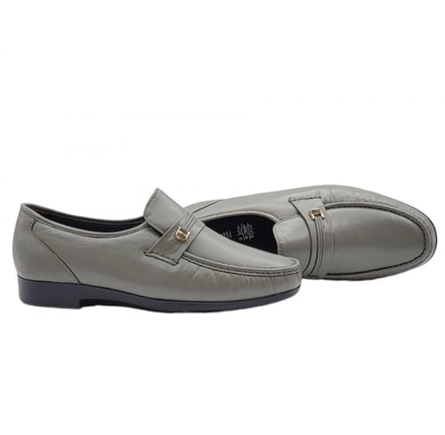 حذاء رسمي رصاصي جلد طبيعي