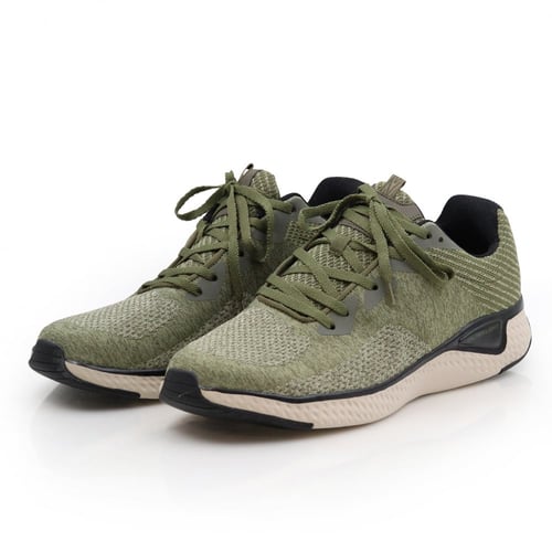 حذاء قماش مريح لون زيتي رباط