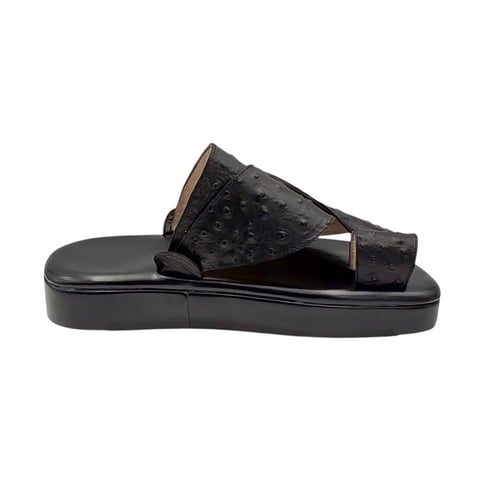 حذاء شرقي اسود جلد نعام تلبيس دبل